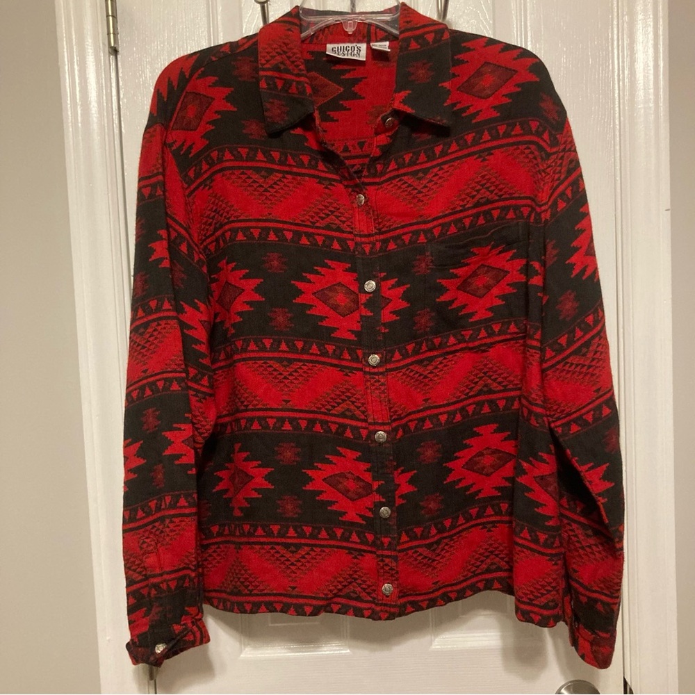Y2K Chico's Aztec Southwestern Flannel Button Down Shirt
